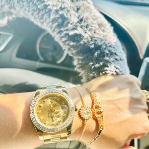Rolex Gold and Silver Watch with Diamond Accents